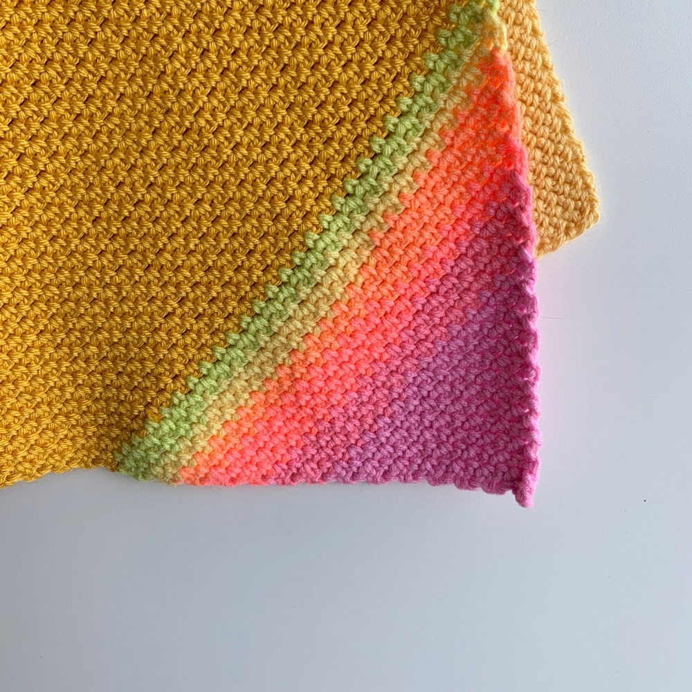 Vintage Crochet Asymmetric Stripe Throw Blanket - Picture 6 of 10